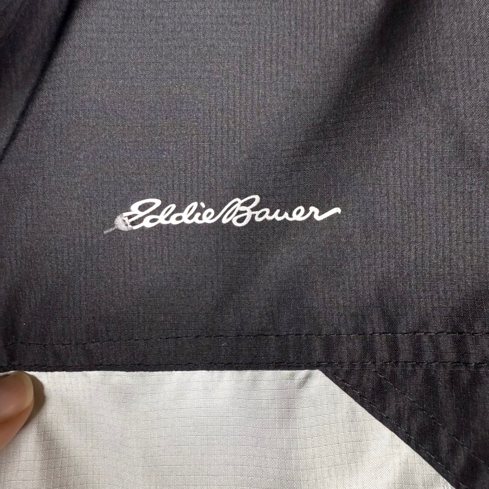Eddie Bauer Kids Windbreaker Jacket Hooded Lightweight Gray White Size L 14‎ - Picture 3 of 8